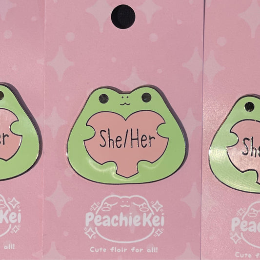 She Her Frog Enamel Pin