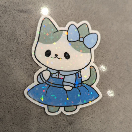 White/grey cat bluebell Sticker
