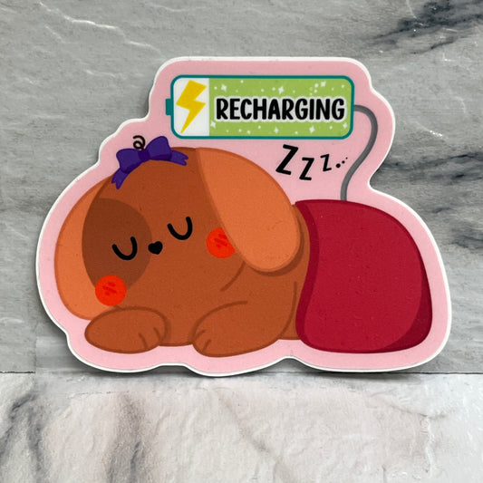 Recharging Dog Sleeping