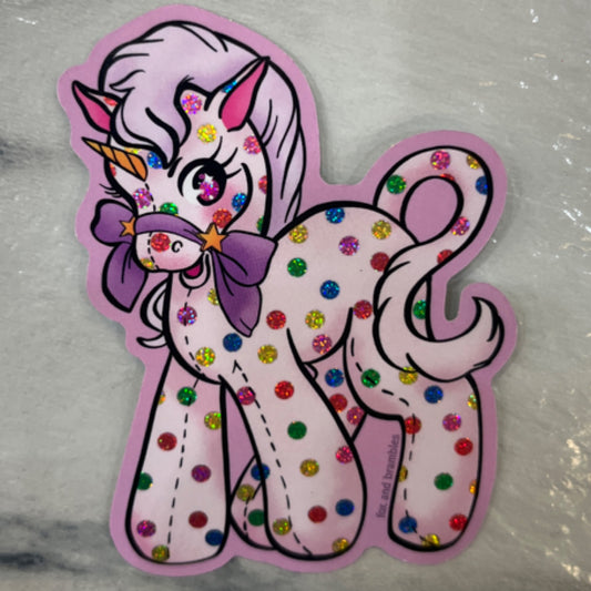 polka dot glitter pony sticker