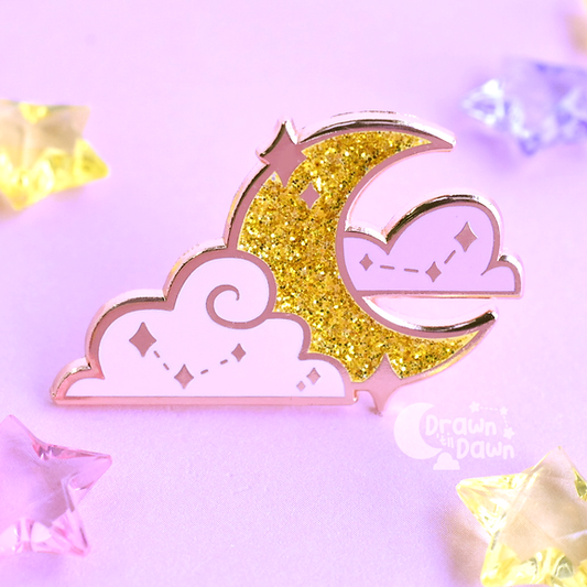 Glitter Moon Pin