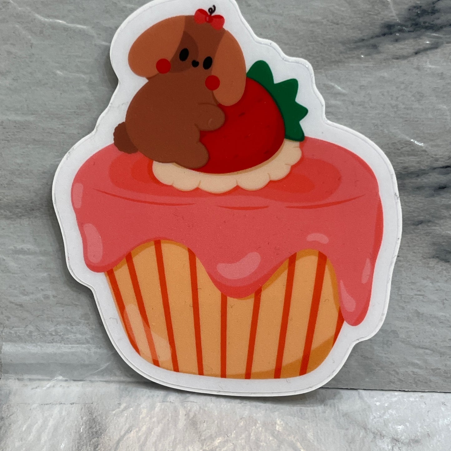 Strawberry Cupcake Dog sticker
