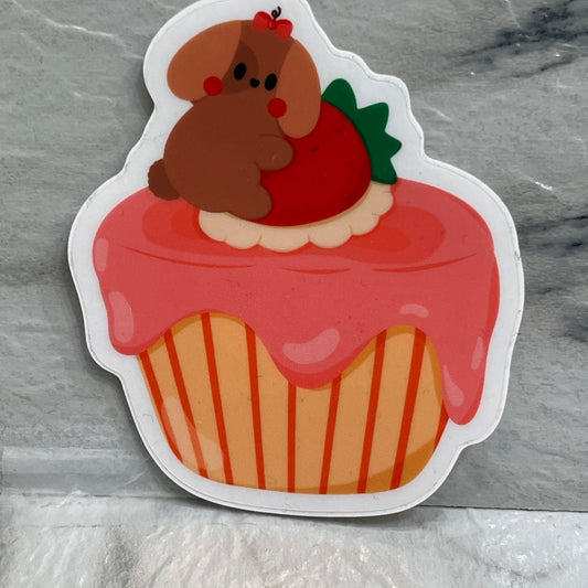Strawberry Cupcake Dog sticker