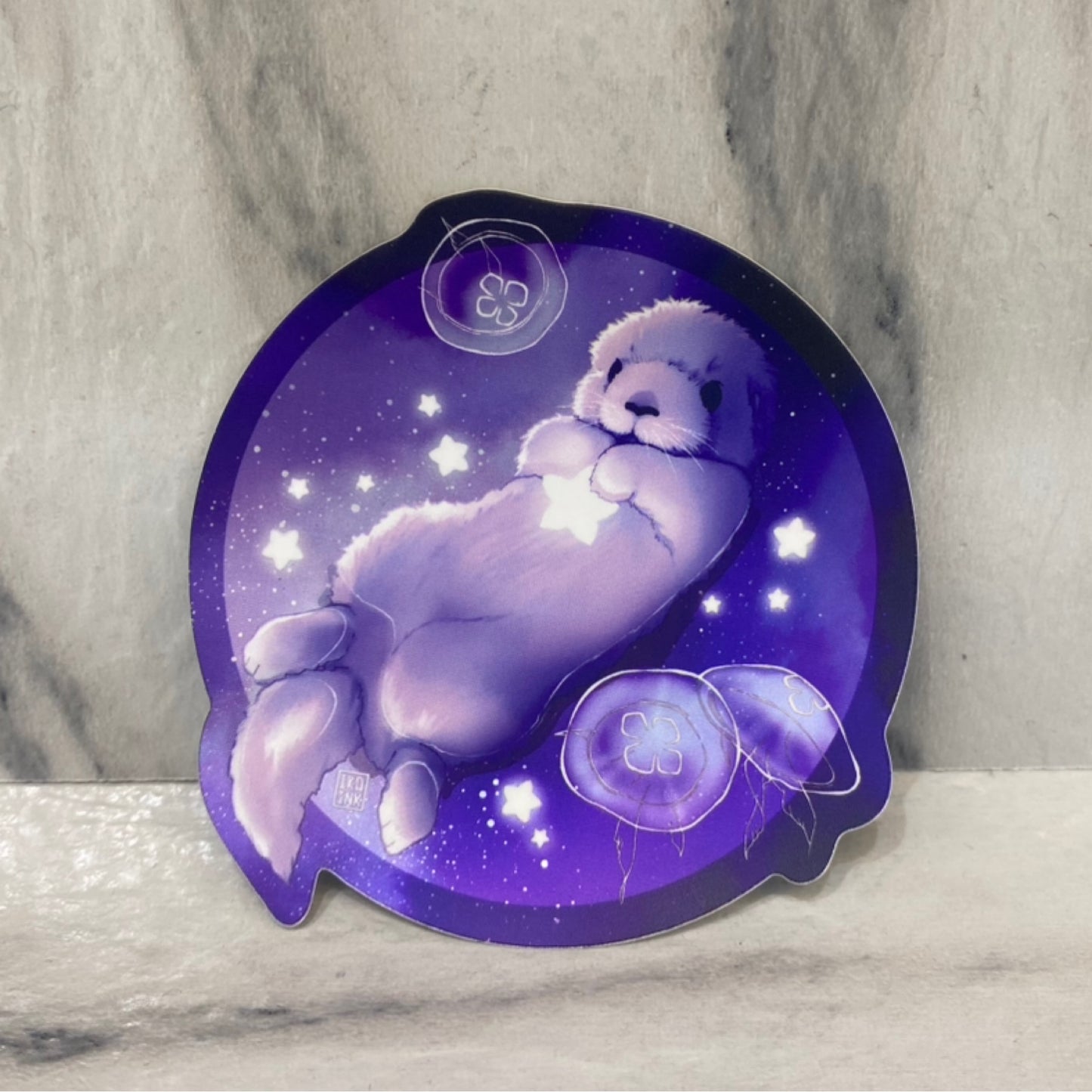 Sea Otter Stellar Matte Holo Sticker (purple)