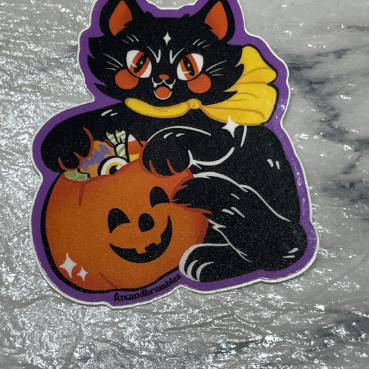 Retro trick or Treat Cat sticker