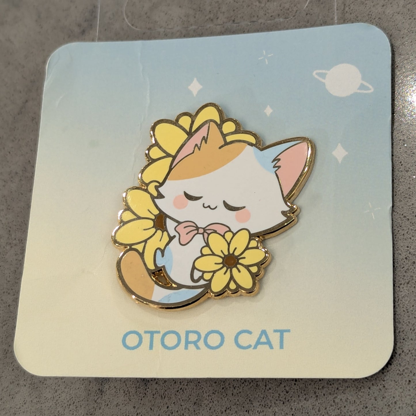 Calico Cat Sunflower Enamel Pin