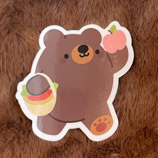 Bear with Apples Vinyl Sticker