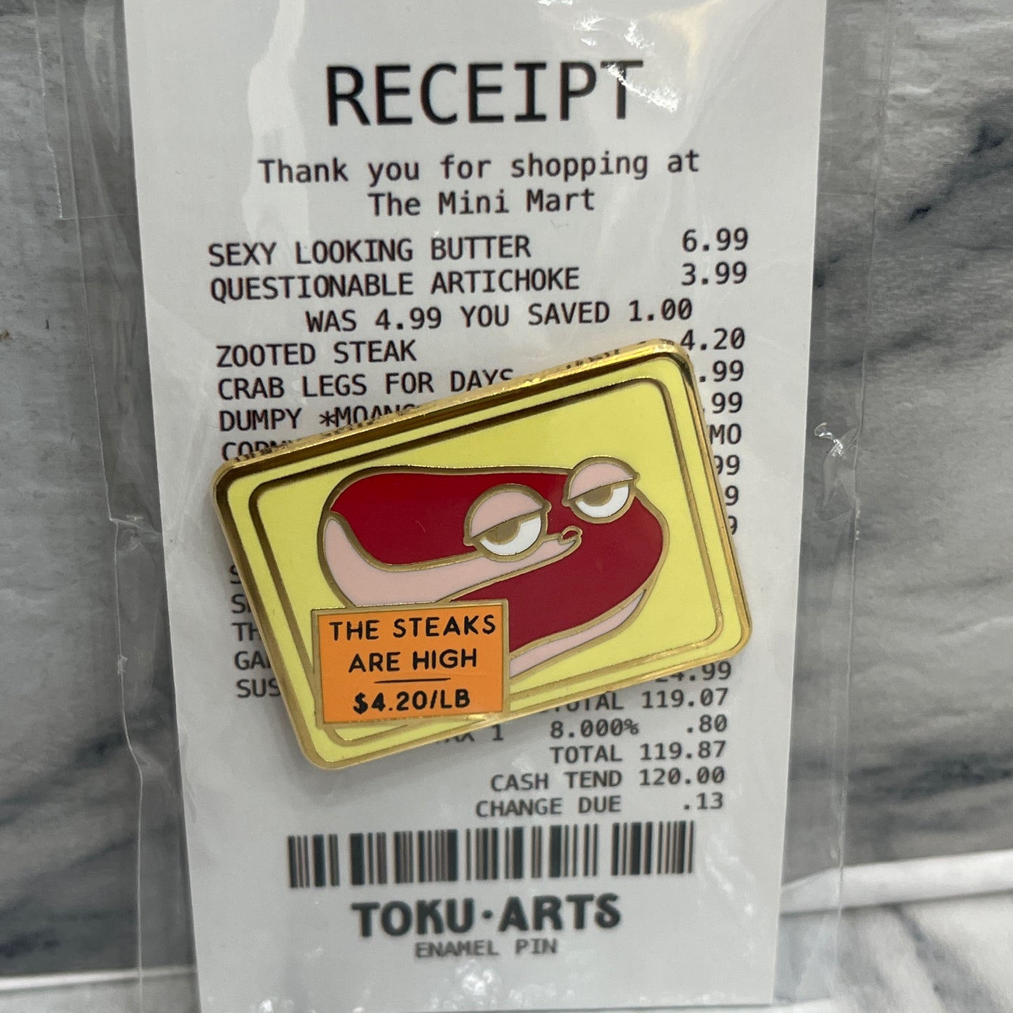 High Steaks Enamel Pin