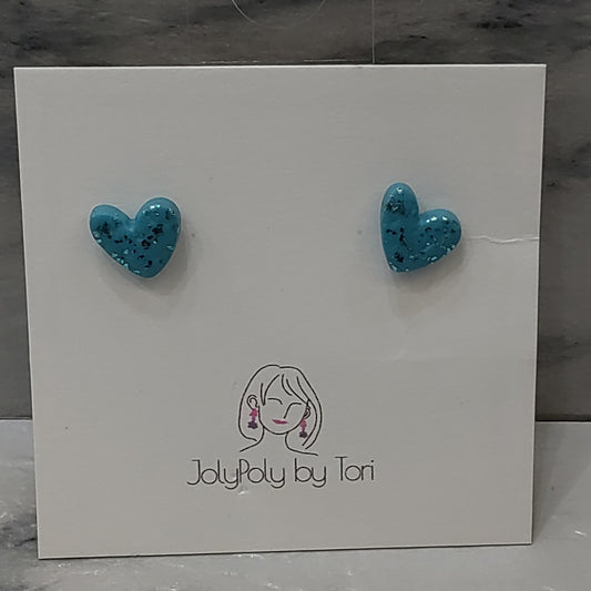 Blue Heart Stud Earrings