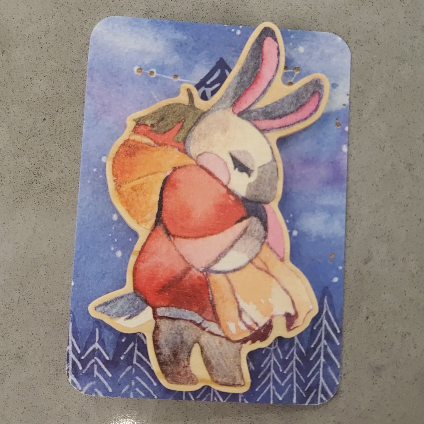 Persimmon Rabbit Novice Wood Pin