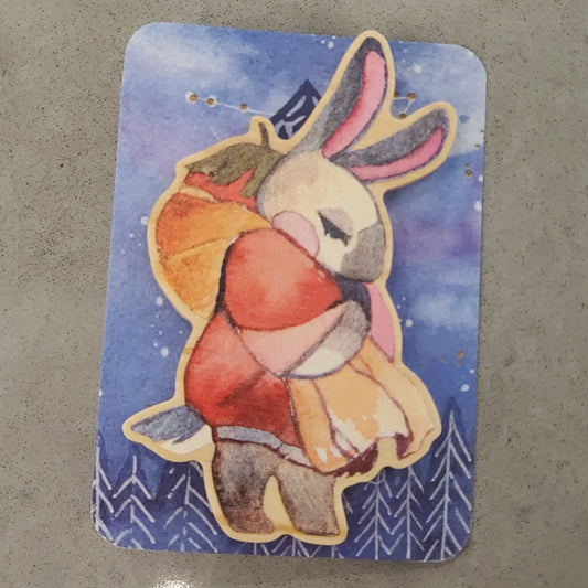 Persimmon Rabbit Novice Wood Pin