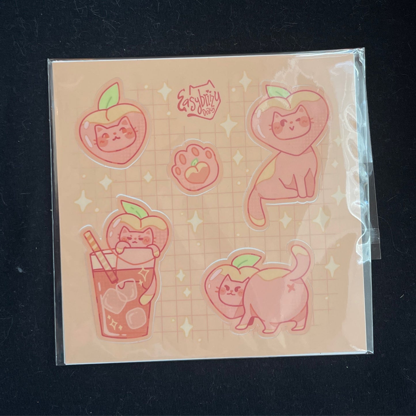 Peach Tea Cat Sticker Sheet