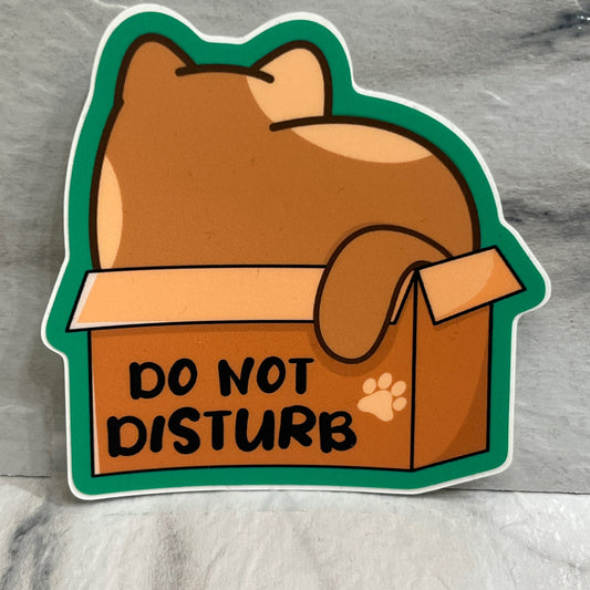 Do Not Disturb Cat in a Box sticker