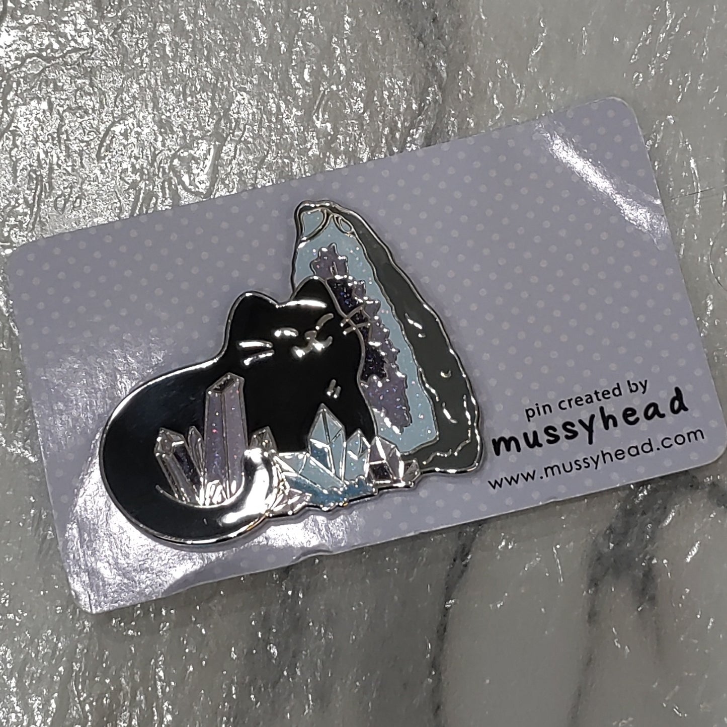 Crystal Cat Enamel Pin
