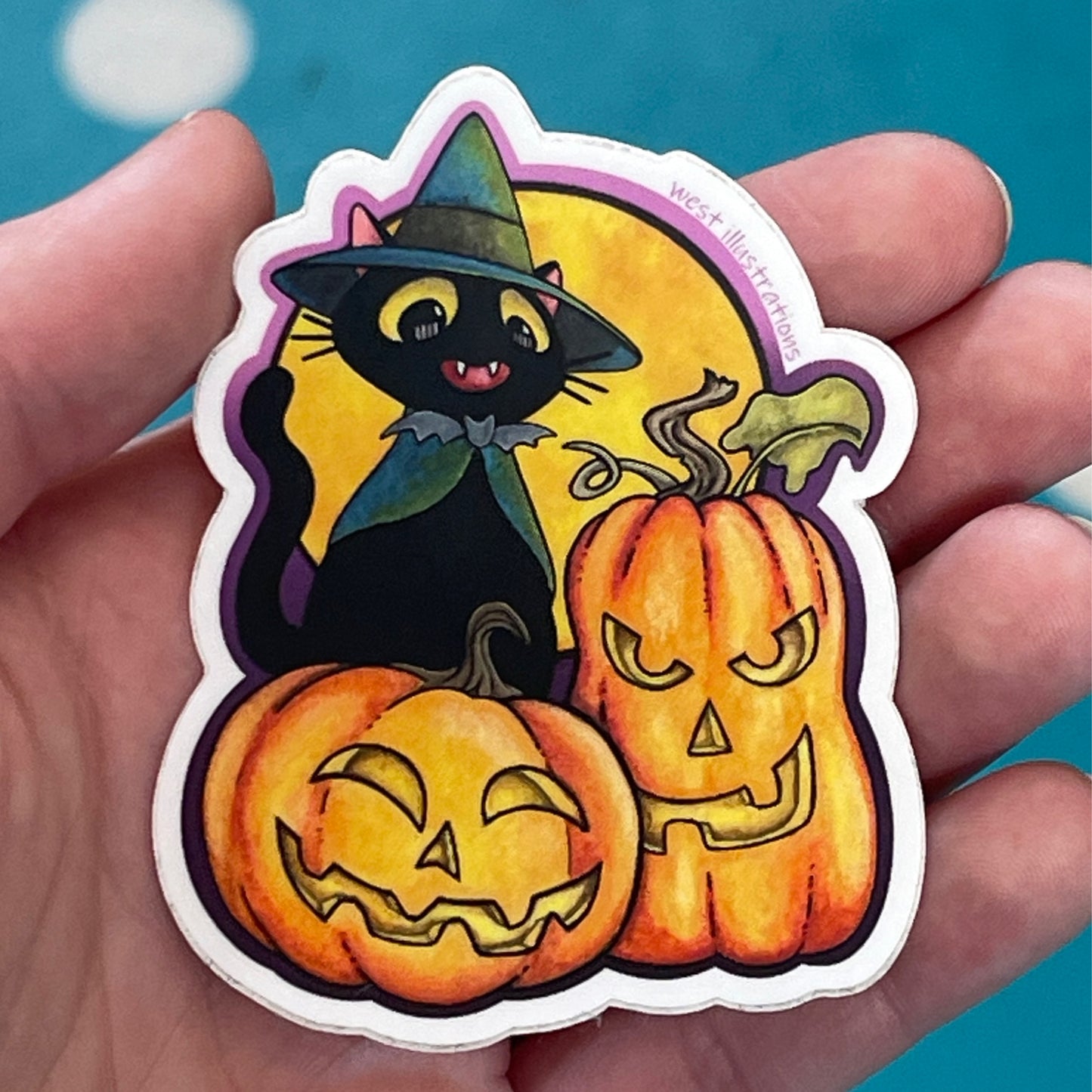 Pumpkins and Black Cat Sticker