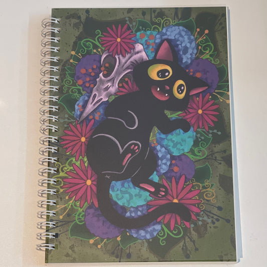 Black Cat and Bird Skull