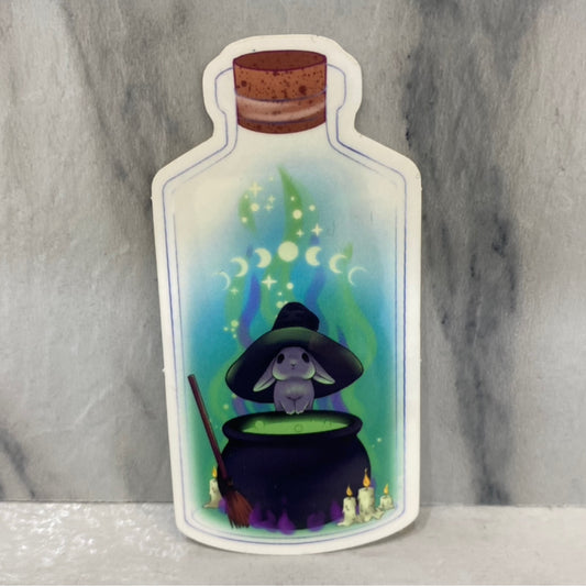 Bottle Bunnies Witches Brew Transparent Sticker