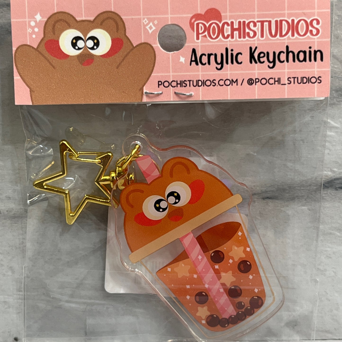 Holo Bear Boba keychain