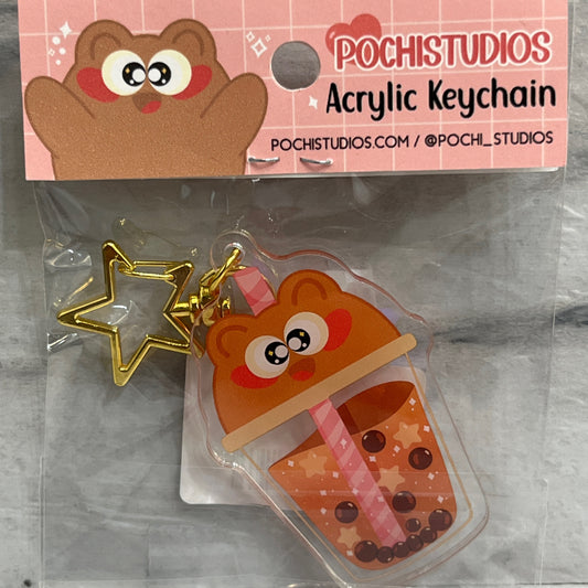 Holo Bear Boba keychain