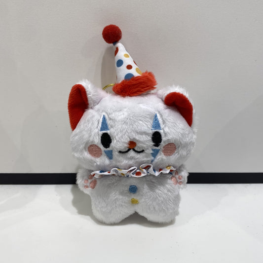 White Clown Cat Keychain Plush