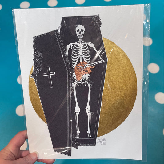 Skeleton Coffin Print