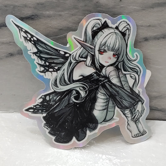 Fairy Sitting Holographic Sticker