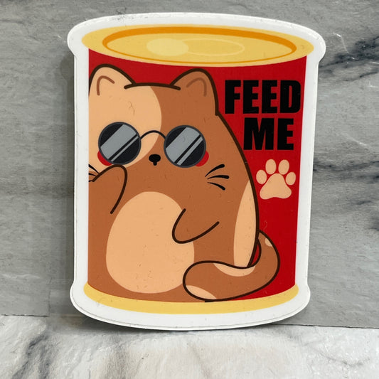 Feed Me Brown Cat w/ Sunglasses sticker