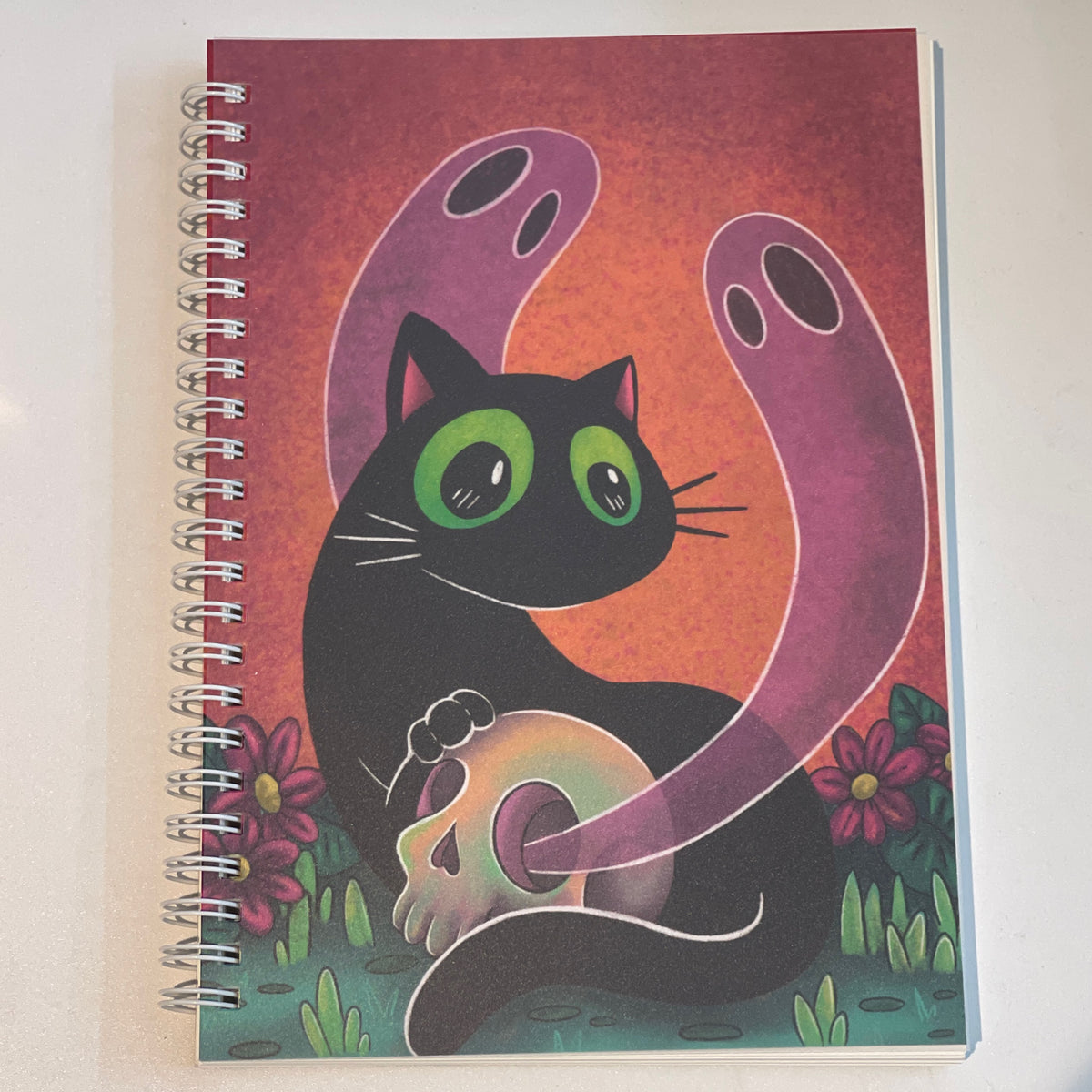 Black Cat and Haunted Skull Notebook