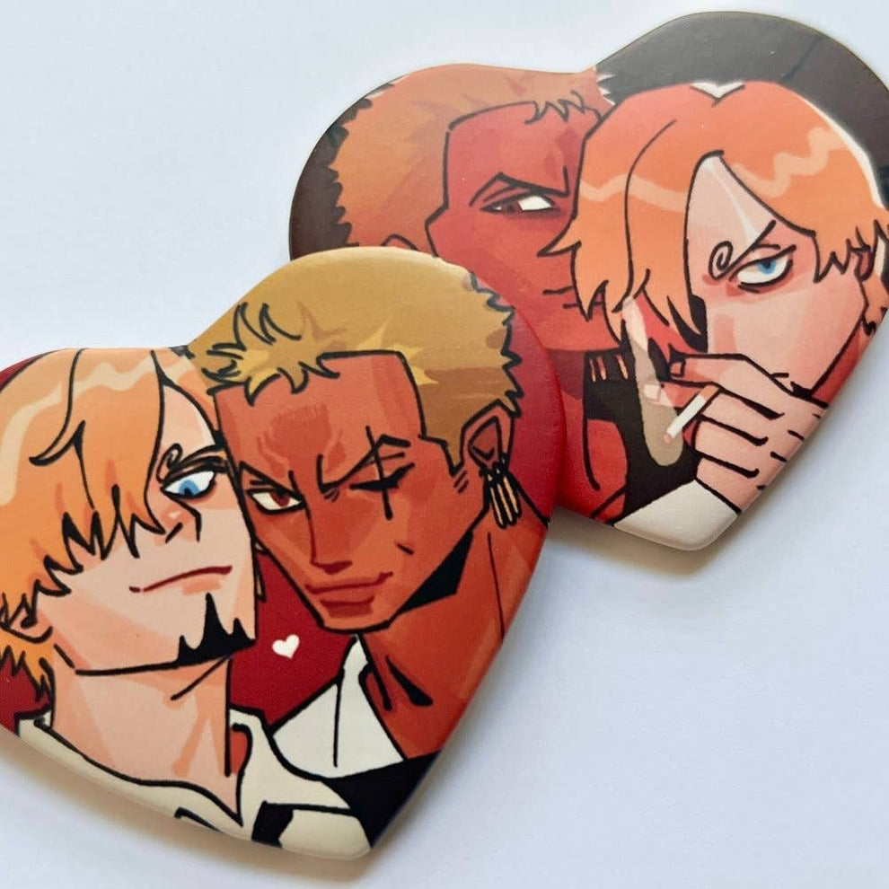 ONE PIECE ZORO SANJI HEART BUTTON – Beetlebug Art Collective