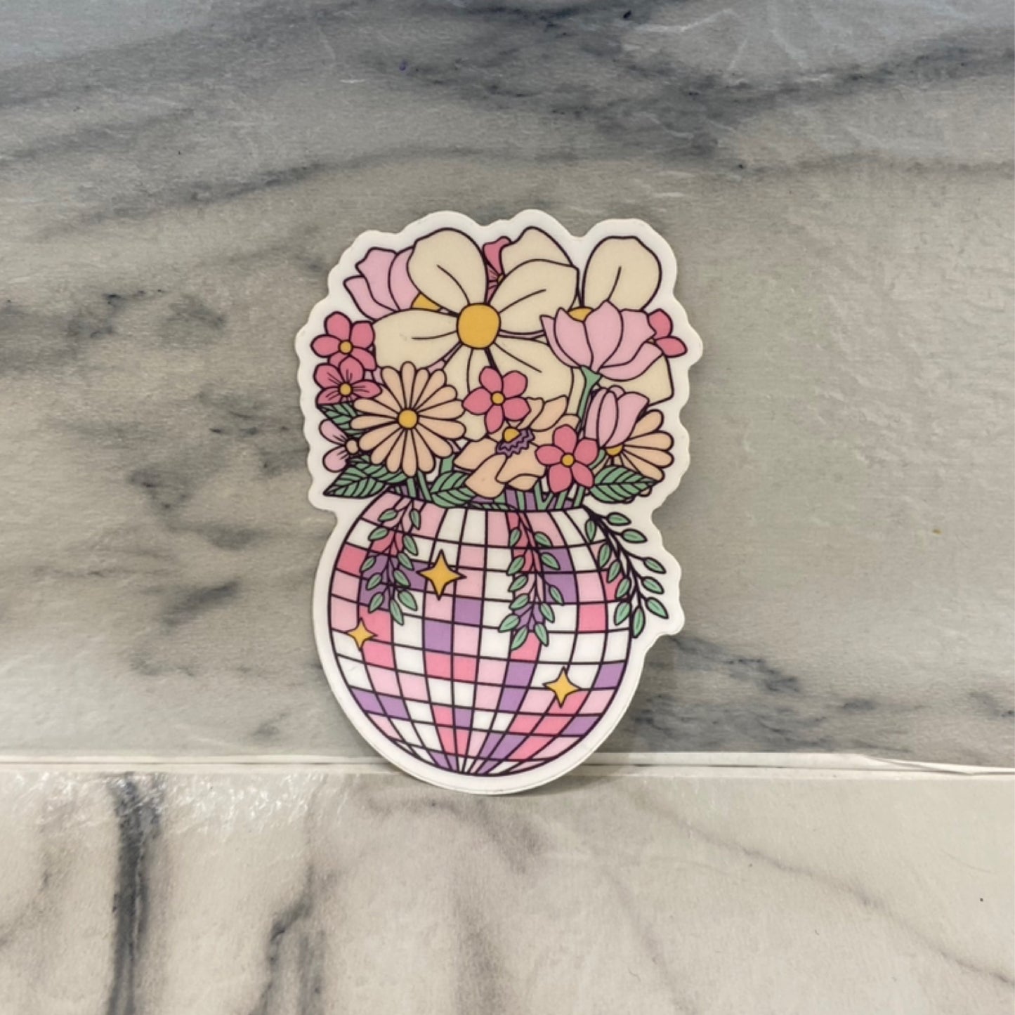 disco flower planter sticker