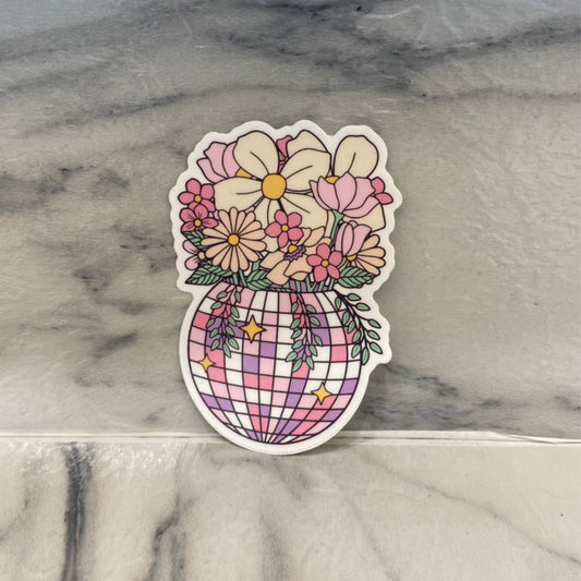 disco flower planter sticker