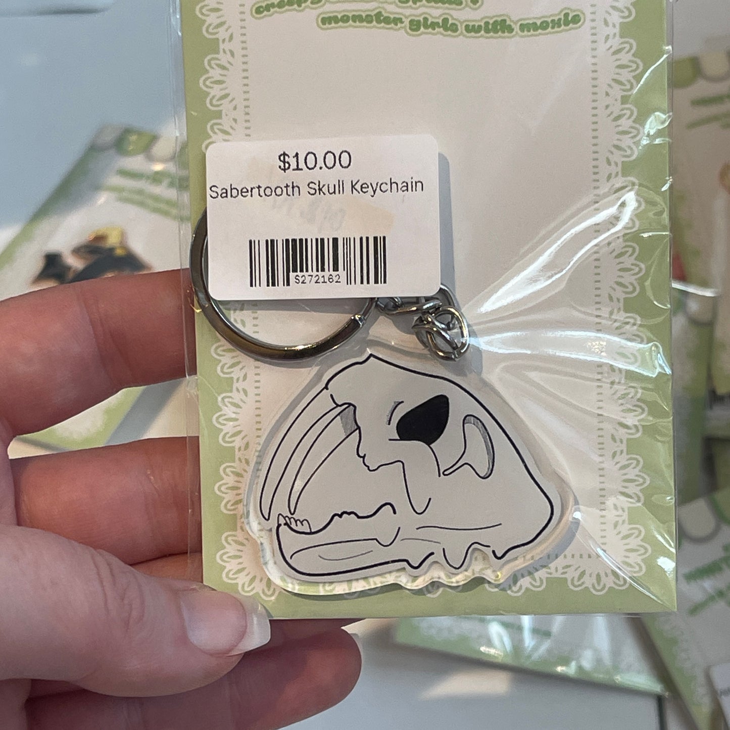 Sabertooth Skull Keychain