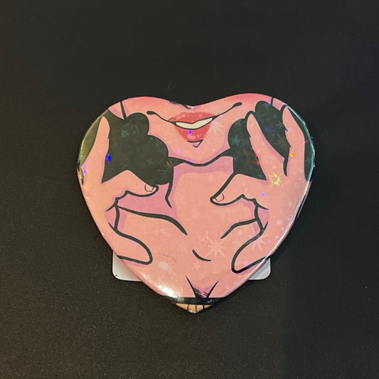 Pink Demon Heart Button