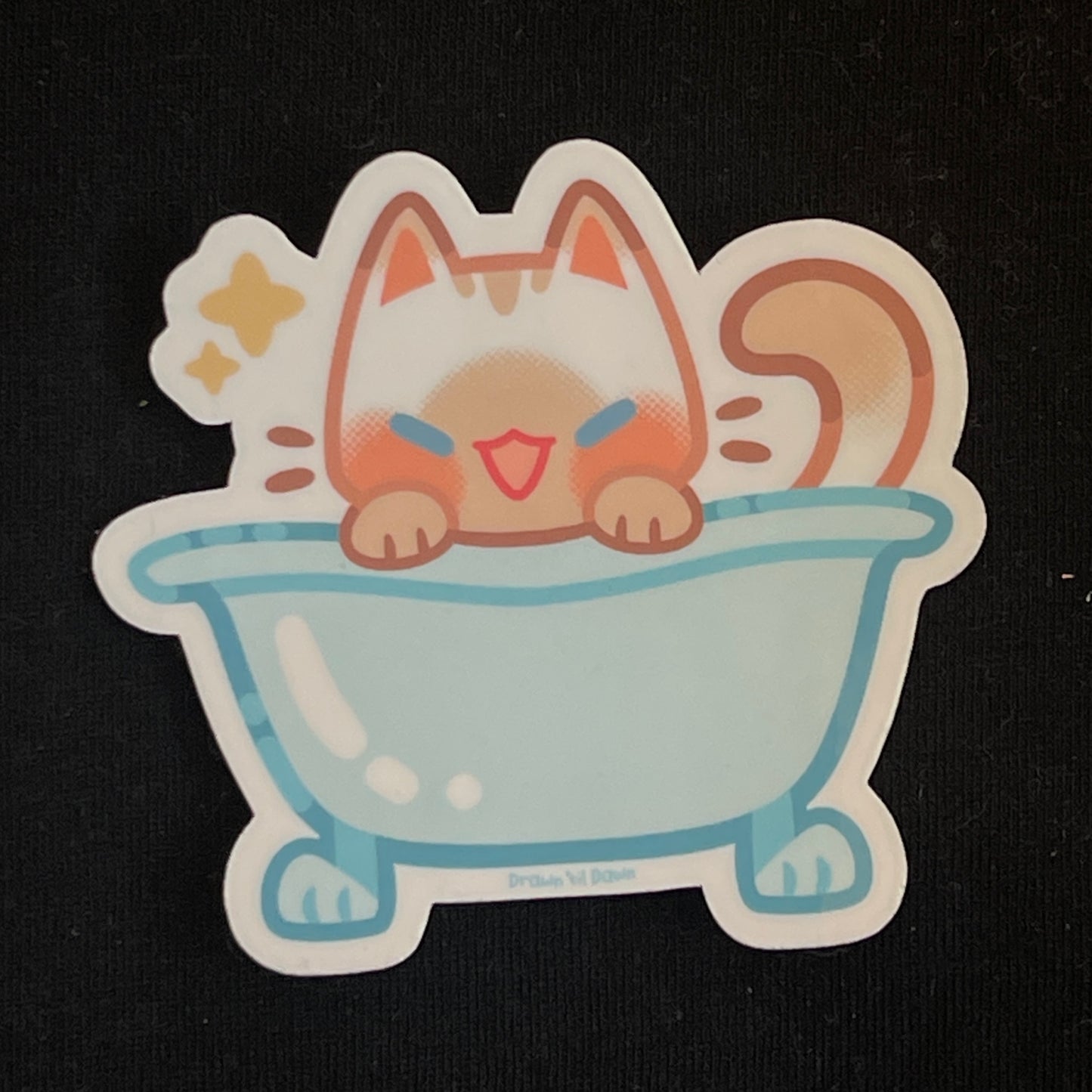 White Tub Cat Sticker