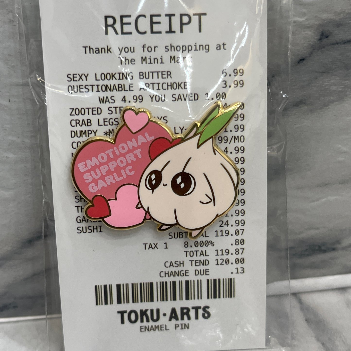 Emotional Support Garlic Enamel Pin