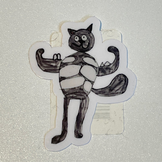 Muscle Cat Sticker