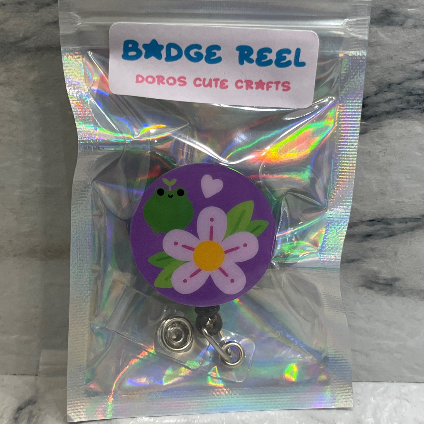 Froggy Flower Badge Reel