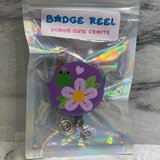 Froggy Flower Badge Reel