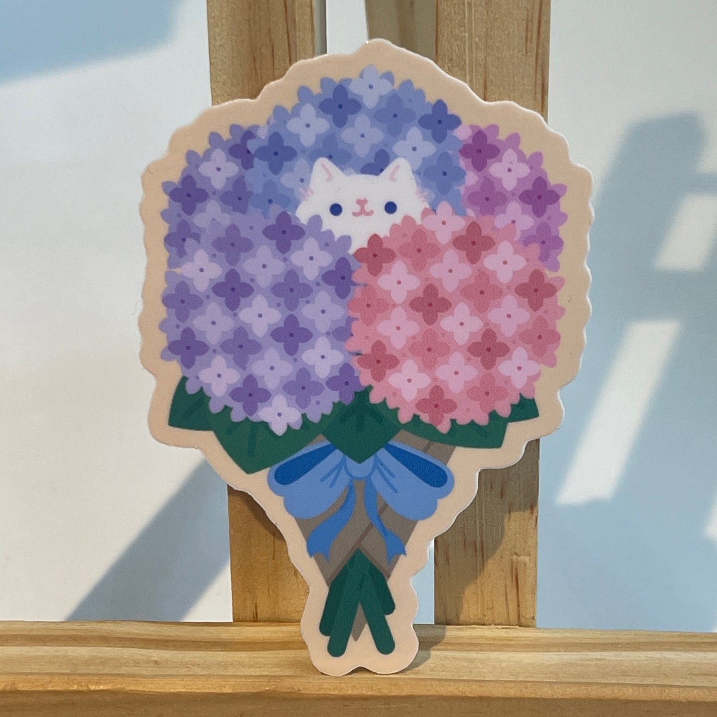 Hydrangea Cat Vinyl Sticker