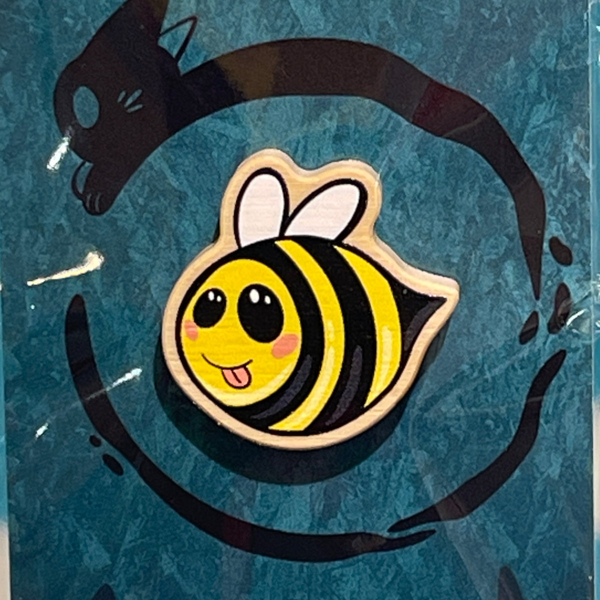 Happy Bumblebee Wooden Pin