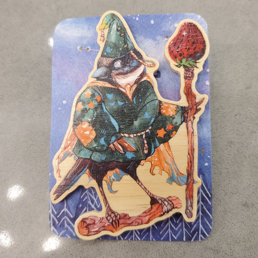 Bird Mage Wood Pin (Strawberry Staff)