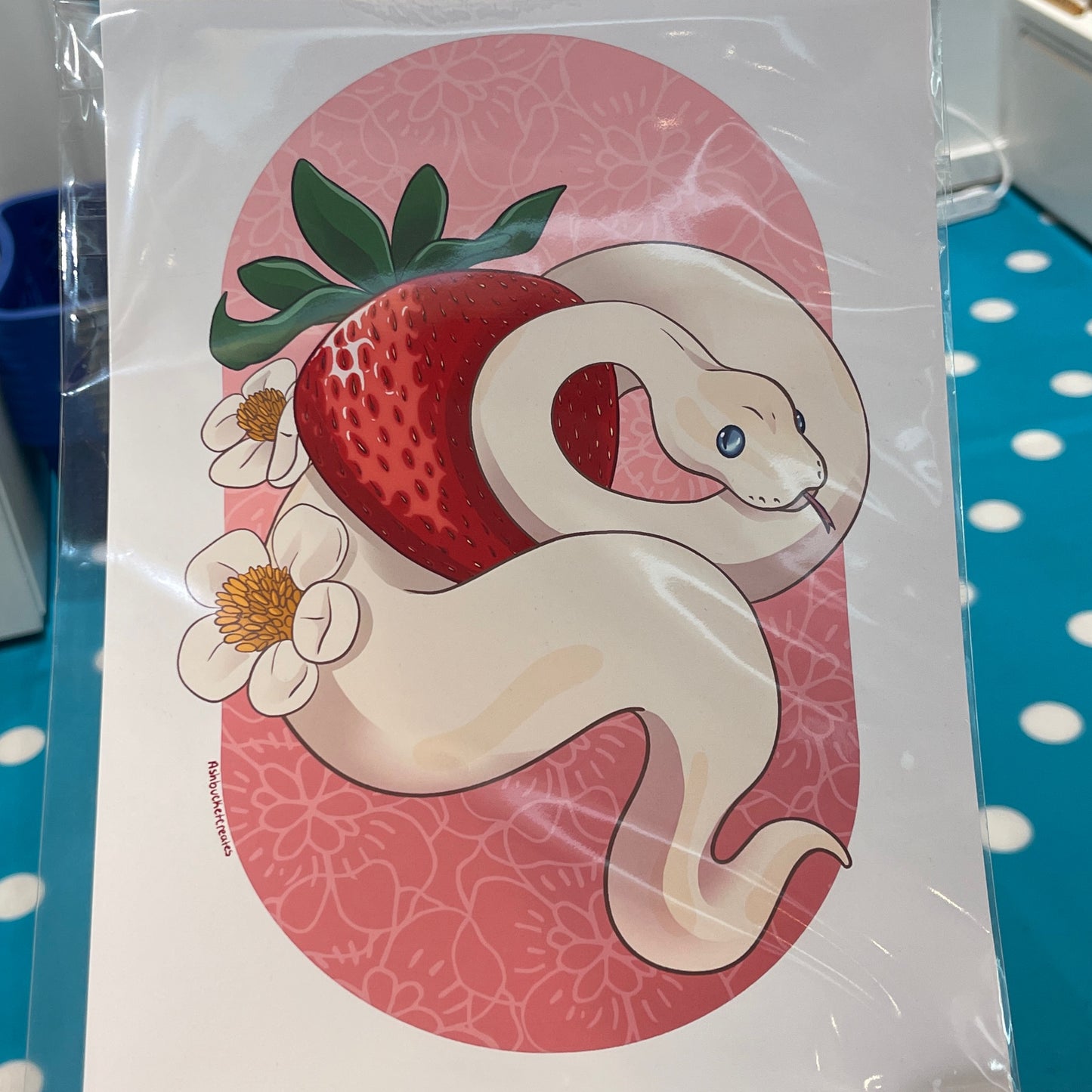 Ball Python Strawberry Print