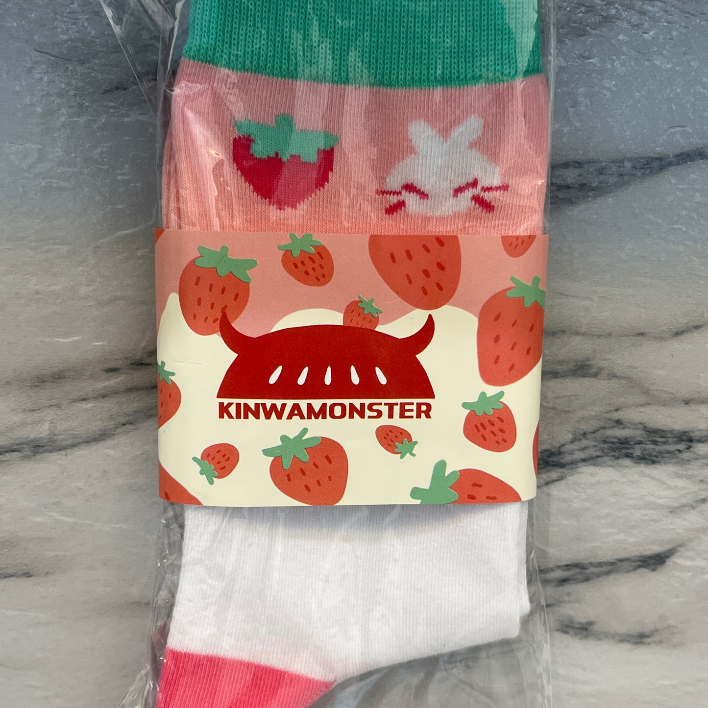 Strawbunny Drip Socks by KINWAMONSTER