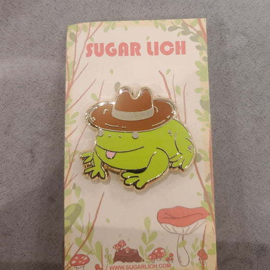 cowboy frog enamel pin