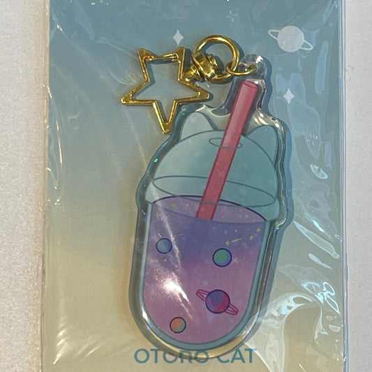 Galaxy Cat Bubble Tea Keychain
