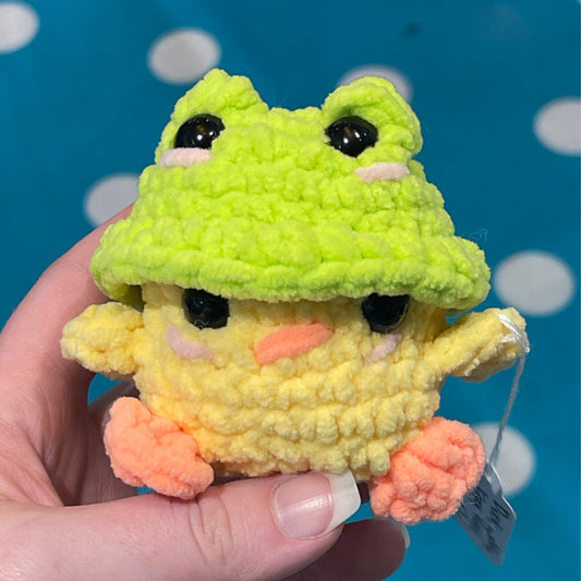 Duck with Frog Hat