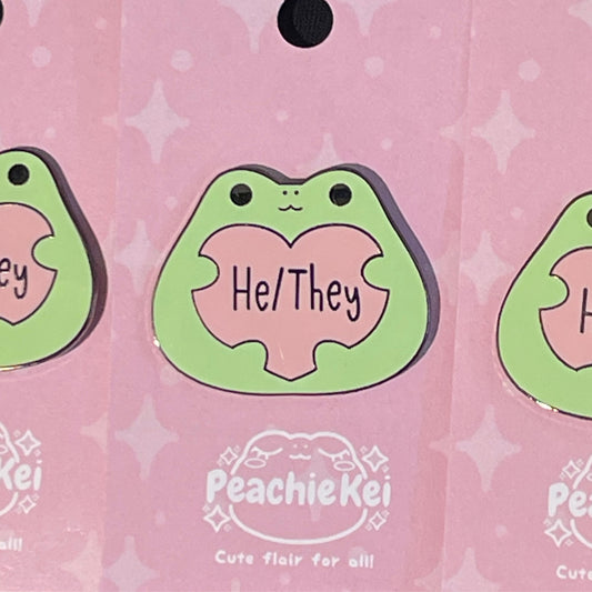 He They Frog Enamel Pin