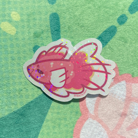 Pink Betta Holographic Sticker