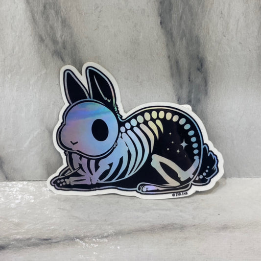 Skelebun Sitting Holo Sticker