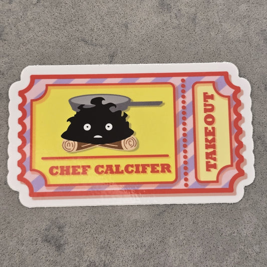 Chef Calcifer Takeout Ticket Sticker